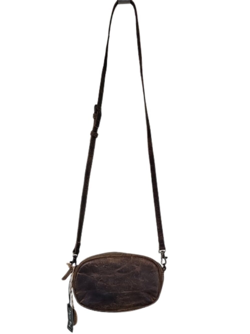NWT Myra Bag Brown Distressed Leather Oval Crossbody Shoulder Bag Boho Western